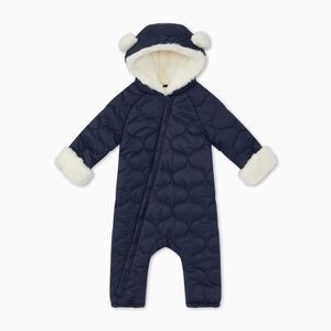 NWT Mori Baby Recycled Waterproof Quilted Pramsuit - Navy - 0-3M